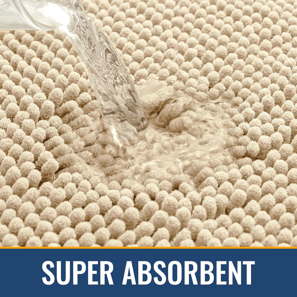 Arotive Bathroom Rugs 34x21, Extra Soft Absorbent Shaggy Chenille Bath Rugs, Machine Washable Rubber Backing Non-Slip Bath Mats for Bathroom Floor Tub and Shower, Home Decor Accessories, Beige
