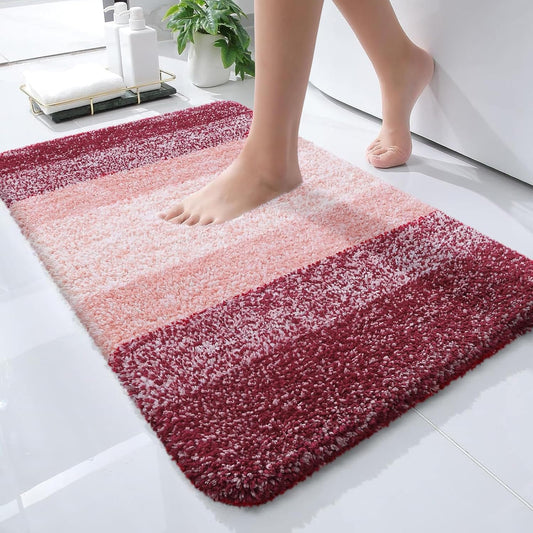 OLANLY Bathroom Rugs Mat 24x16, Extra Soft Absorbent Microfiber Bath Rugs, Rubber Backing, Quick Dry, Machine Washable Bath Mats for Bathroom Floor, Tub and Shower, Home Decor Accessories, Red