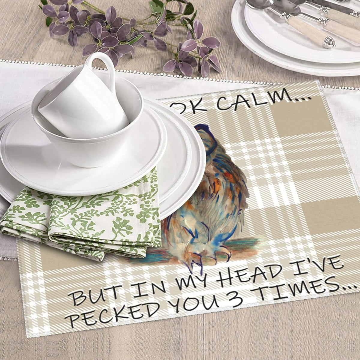 Funny Owl Dish Drying Mat for Kitchen Counter Cute Buffalo Plaid Drying Mat Washable Absorbent Reversible Microfiber Drying Pad Kitchen Accessories 16"x18"