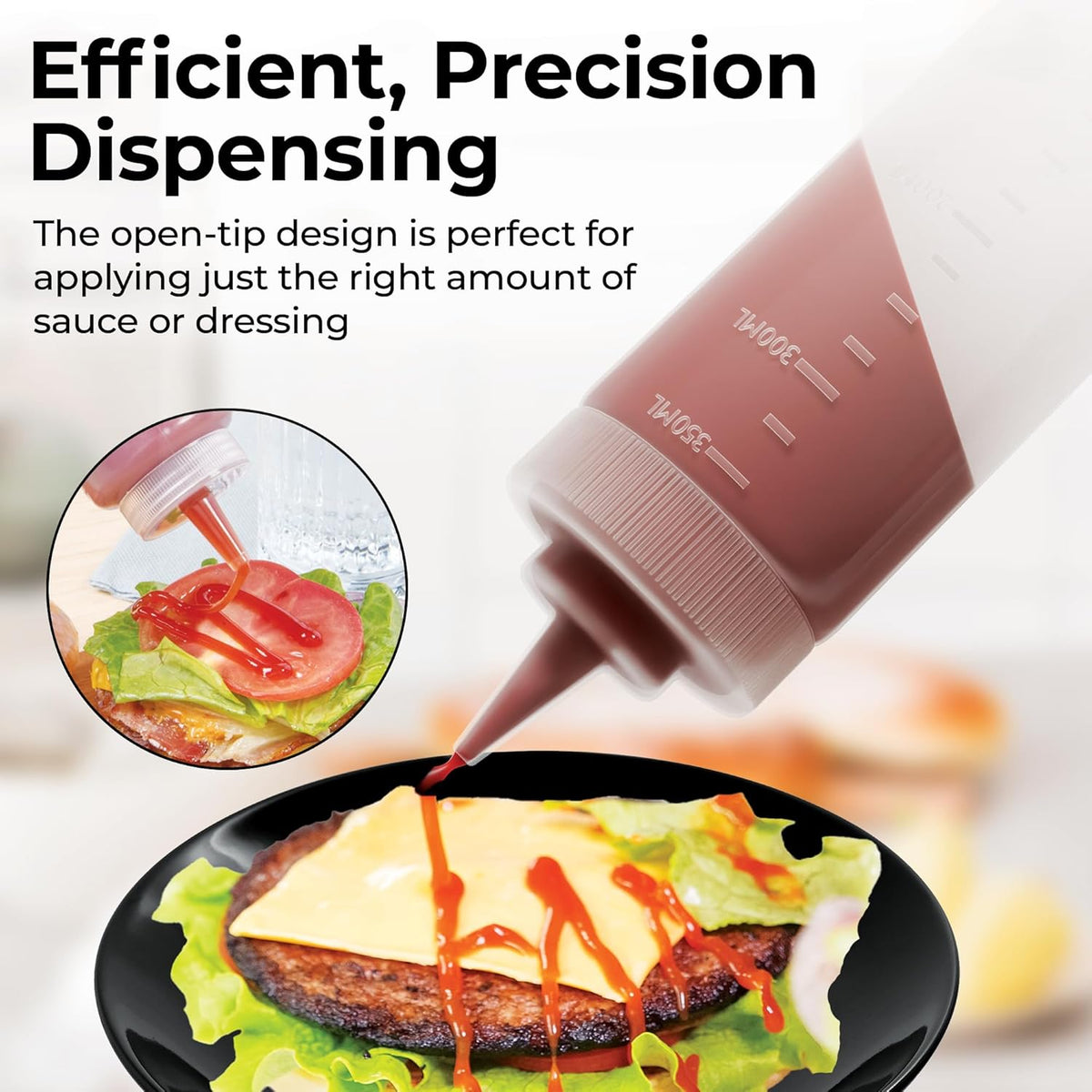 Restaurantware-8 Ounce Condiment Squeeze Bottle, 1 With Lid Plastic Squeeze Bottle - Precison Dispensing Tip, Flexible, Clear Plastic Squeeze Bottle For Sauces, For Sauces, Spreads, Or Condiments,