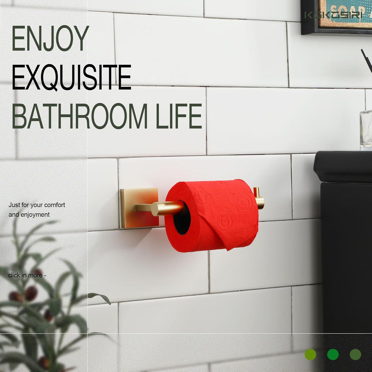 KOKOSIRI Toilet Paper Holder Tissue Paper Dispenser for Bathroom Toilet Roll Holder Brushed Gold Stainless Steel B2005BG
