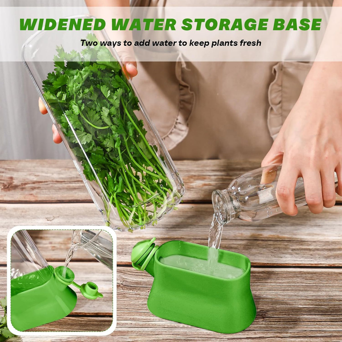 Baderke 2 Pieces Herb Saver for Refrigerator Herb Keeper Herb Storage Containers Herb Saver Pod for Cilantro, Parsley, Asparagus, Keeps Vegetables for 2-3 Weeks (Green)