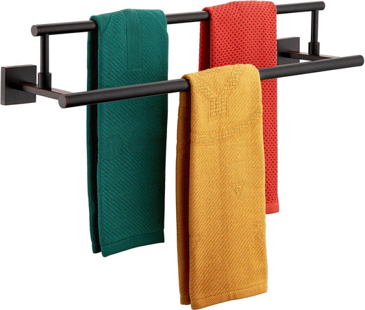 KOKOSIRI Towel Bars 24-Inch Bathroom Towel Holder Oil Rubbed Bronze Bath Towel Rails Racks Wall Mounted Stainless Steel B5009ORB-L24