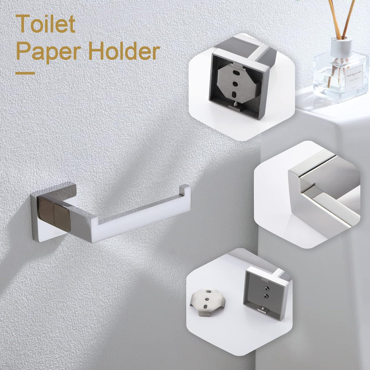 KOKOSIRI Toilet Paper Holder Chrome Toilet Roll Holder for Bathroom Kitchen Washroom T-304 Polished Stainless Steel Wall Mounted, 2 Pack, B2003CH-P2