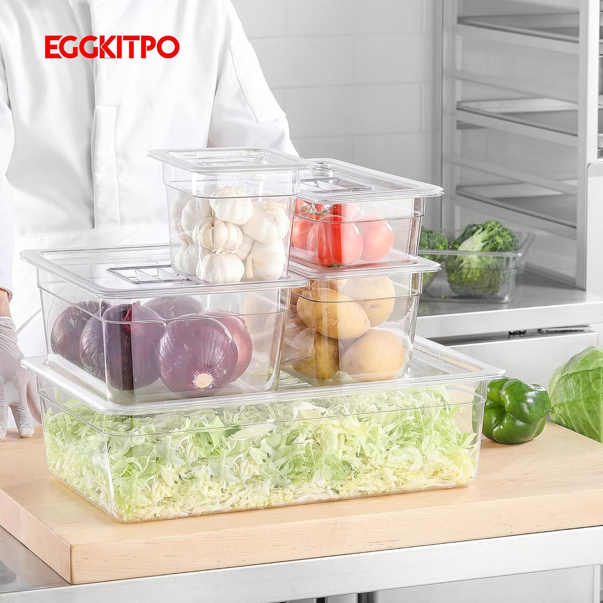 6 Pack 1/1 Size Lids Universal Full Size BPA-Free Polycarbonate Clear Food Pan Lids Dishwasher Safety Food Storagge Container Cover with Handle for Food Prep Table Hotel