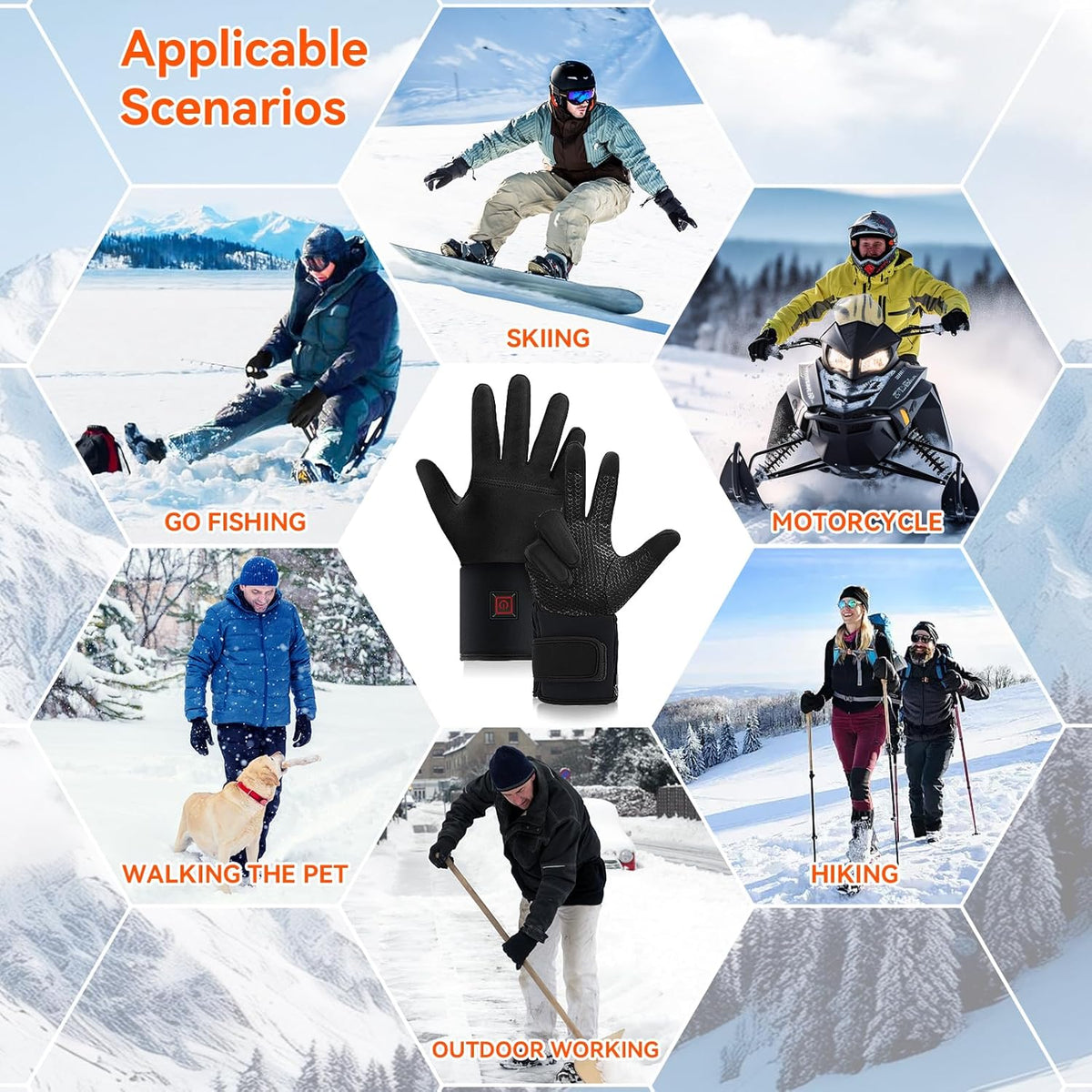 Heated Gloves for Men Women Rechargeable, Electric Heated Warm Winter Gloves for Motorcycle Skiing Bike Hunting Camping - Gloves for Cold Weather