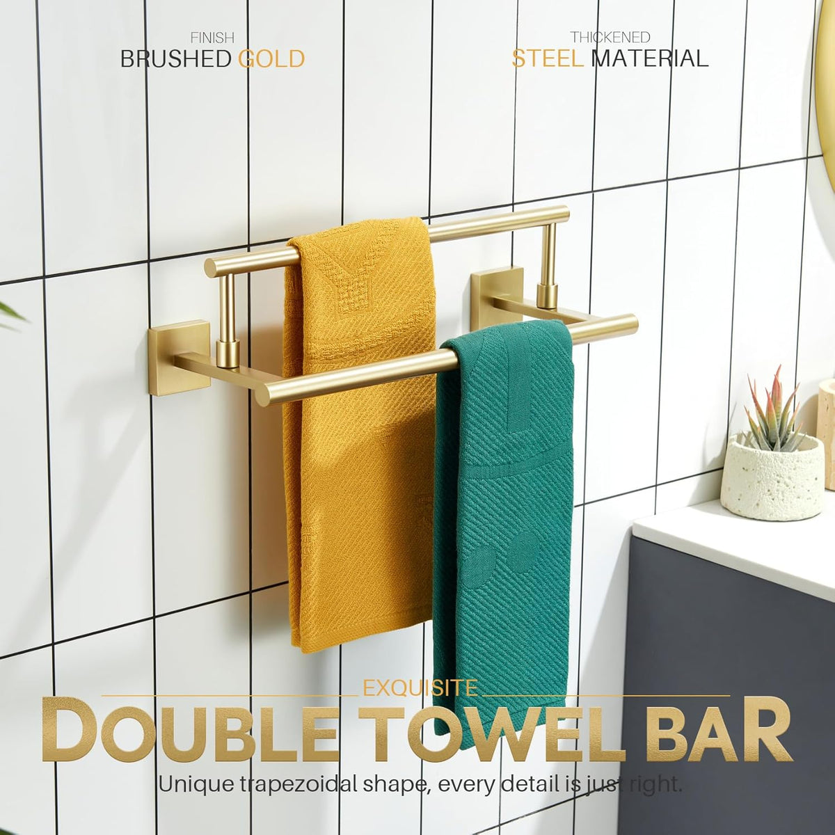 KOKOSIRI Hand Towel Bar 16 Inches Towel Holder Bathroom Rack for Bath Cabinet Towel Rails Brushed Gold Stainless Steel B5009BG-L16