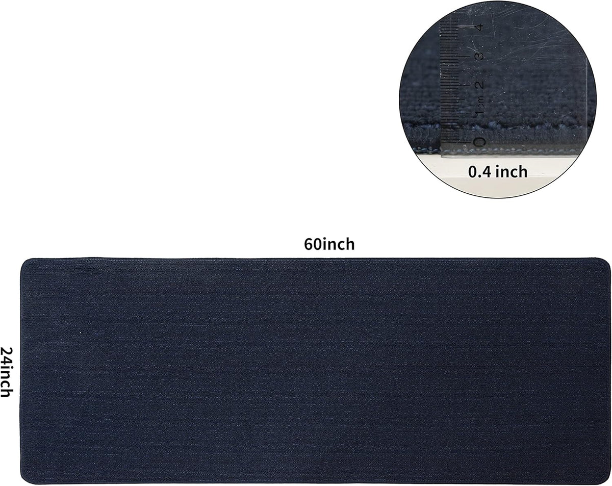 COSY HOMEER 24X60 Inch Kitchen Rug Mats Made of 100% Polypropylene Strip TPR Backing Soft Kitchen Mat Specialized in Anti Slippery and Machine Washable,for Kitchen, Floor Home,Office,Sink,Laundry,Navy