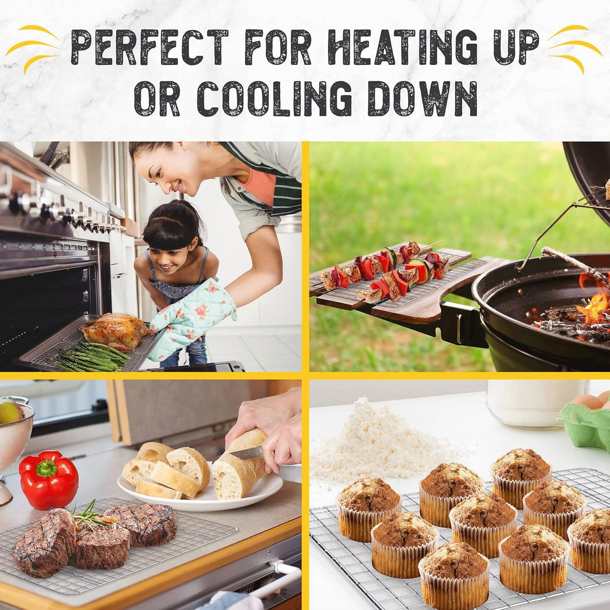 Checkered Chef Cooling Rack for Cooking and Baking - 17" x 12" Stainless Steel, Oven Safe Grid Wire Cookie Cooling Racks