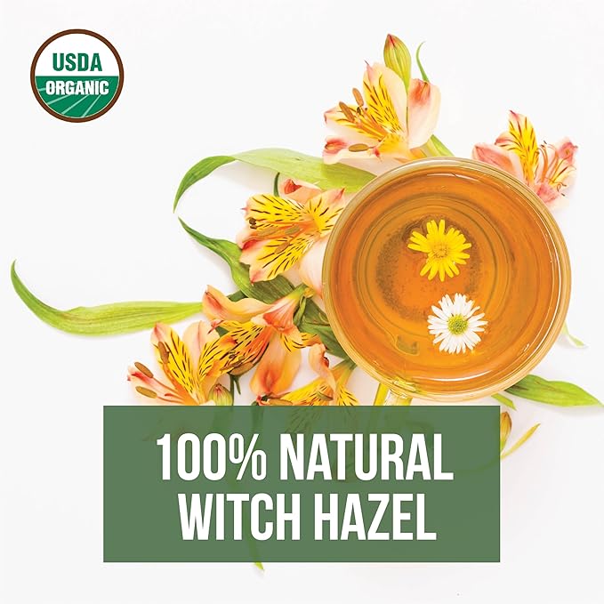 Organic Witch Hazel – 100% Pure Natural USP Astringent with 14% Alcohol | Hamamelis Virginiana Extract for Face, Skin, Hair & Wellness | Bulk & Gallon Options | 32 Fl Oz | Net Wt. 0.95 kg / 2.1 lb