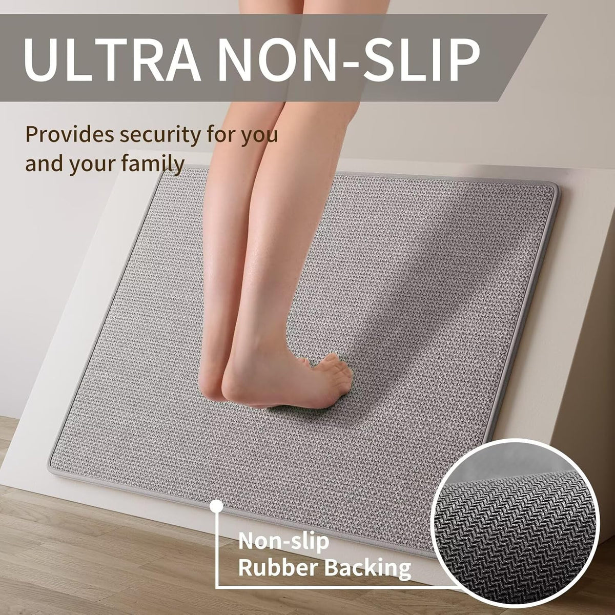 Kitchen Mat Set of 2 PCS, Cushioned Non Slip Rugs for Kitchen Floor, Absorbent Runner Comfort Standing Mats Washable for Kitchen, Office, Home Grey 17x30+17x47