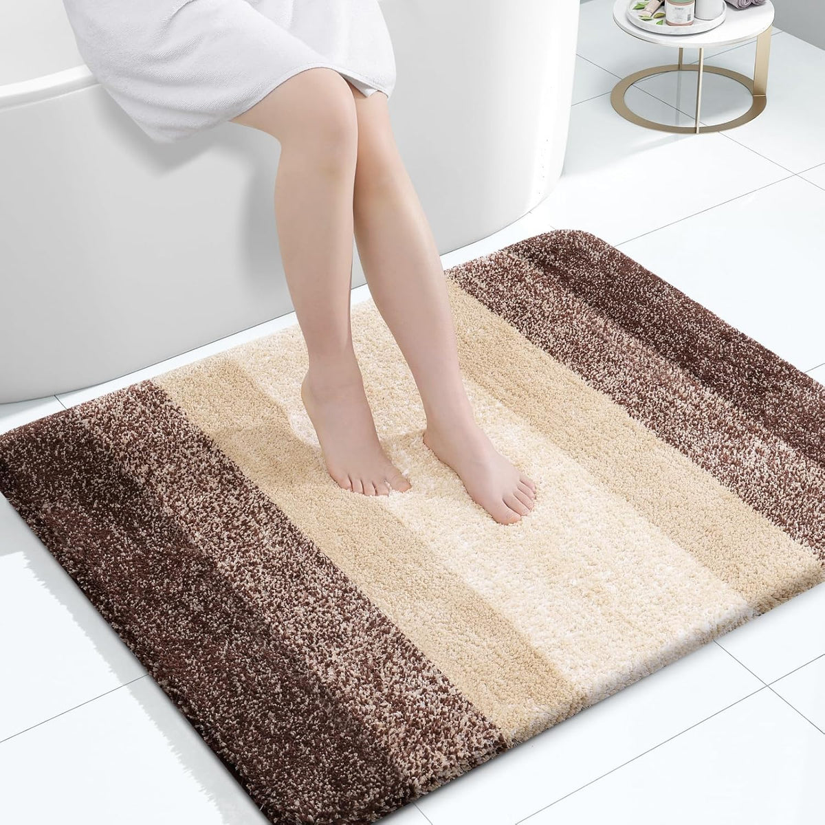 OLANLY Bathroom Rugs Mat 40x32, Extra Soft Absorbent Microfiber Bath Rugs, Rubber Backing, Quick Dry, Machine Washable Bath Mats for Bathroom Floor, Tub and Shower, Home Decor Accessories, Brown