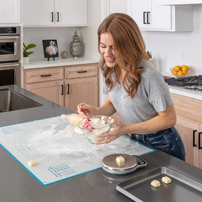 XXL Silicone Pastry Mat – Non-Slip, Easy-Clean Rolling Mat for Dough, Cookies, Pie, Bread, Pizza & Fondant – Extra Large 23.5” x 31.5” Baking Mats Board with Printed Measurements & Conversion Chart