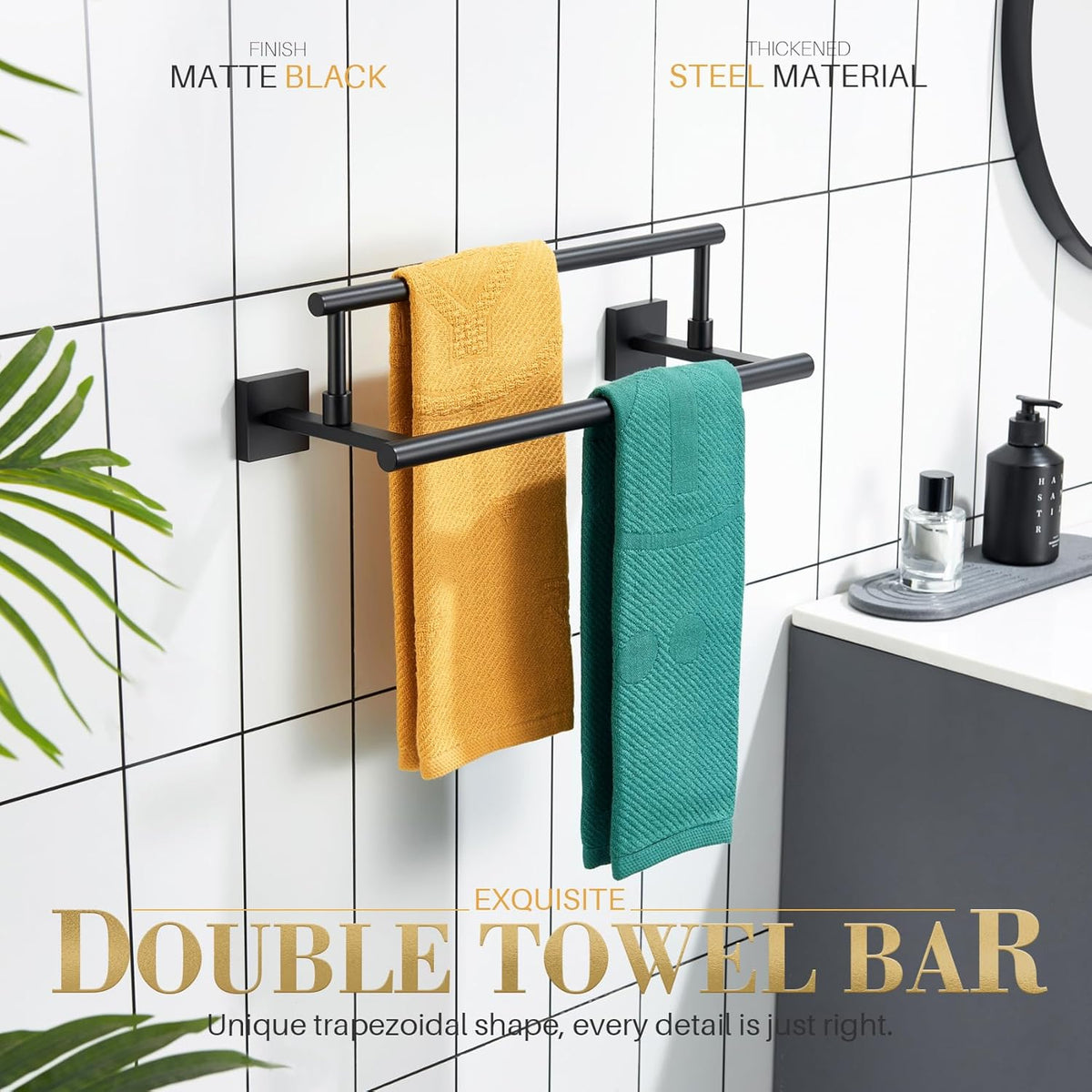 KOKOSIRI Bathroom Towel Bars 16 Inch Towel Rails Matte Black 40CM Hand Towel Holder for Kitchen Garage Wall Stainless Steel B5009BK-L16