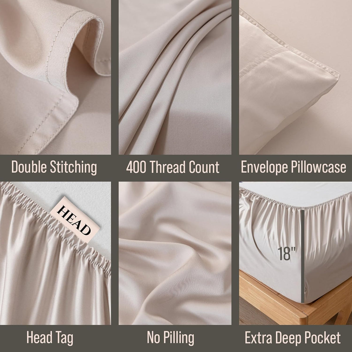 Bella Coterie Luxury Bamboo Viscose Twin XL Size Sheet Set | 100% Organically Grown | Ultra Soft | Cooling for Hot Sleepers | 18" Deep Pocket [Dune]