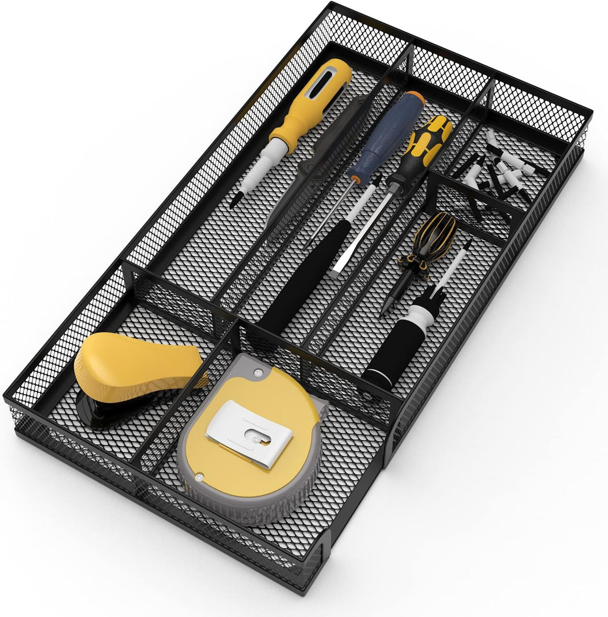 Desk Drawer Organizer, Small Metal Mesh Drawer Organizer Tray, Office Pencil Drawer Organizer Accessories for Desktop, Bathroom, Kitchen, Makeup, Vanity