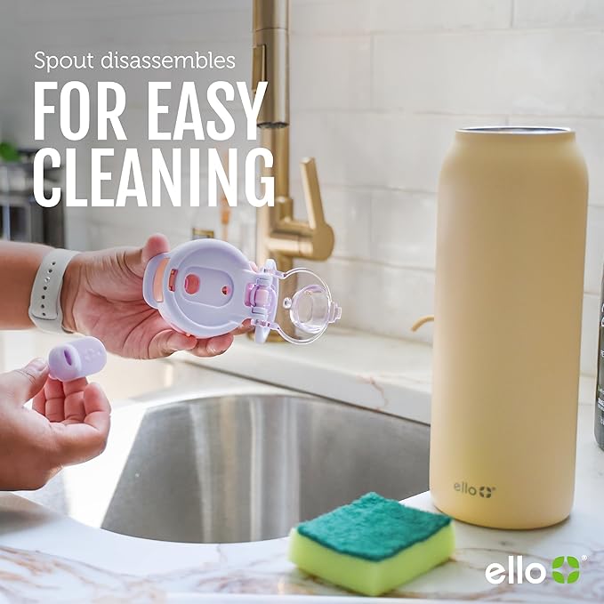 Ello Pop & Fill 32oz Stainless Steel Water Bottle with Quick Fill Technology, Double Walled and Vacuum Insulated Metal, Leak Proof Locking Lid, Sip and Chug, Reusable, BPA Free, Pastel Paradise