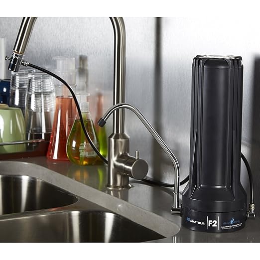 Home Master TMJRF2-BK Jr F2 Jr F2 Multi-stage Countertop Water Filter System, 500 gallon replaceable, Filters Fluoride Chlorine Chemicals Pesticides and more up to 93%
