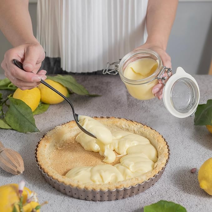 HAPPIELS Nonstick 9 Inch Tart Pan with Removable Bottom | PFOA & BPA Free Non Toxic Fluted Pie & Quiche Tin | Best Perforated Non Stick Nontoxic 9in Molds with Holes for Baking