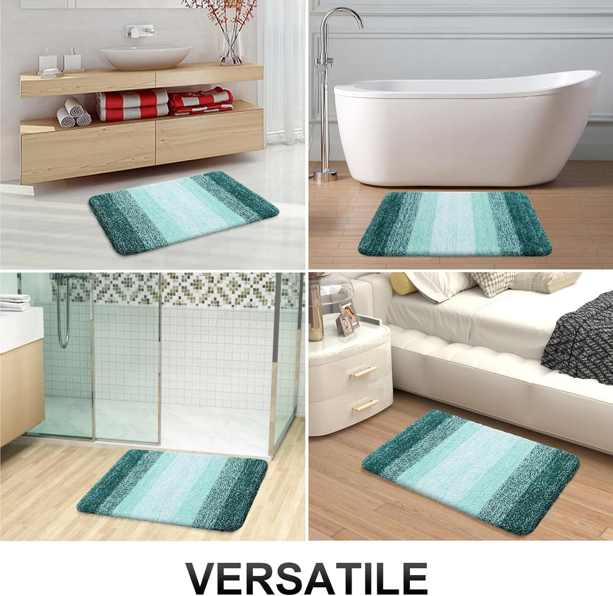 OLANLY Bathroom Runner Rugs 47x17, Extra Soft Absorbent Microfiber Bath Rugs, Rubber Backing, Quick Dry, Washable Bath Mats for Bathroom Floor, Tub and Shower, Home Decor Accessories, Blackish Green
