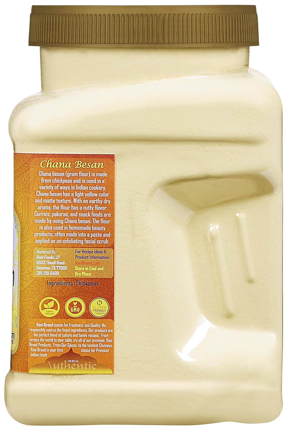 Rani Chana Besan (Chickpeas Flour, Gram) 32oz (2lbs) 908g PET Jar ~ All Natural | Vegan | Gluten Friendly | NON-GMO | Kosher | Indian Origin
