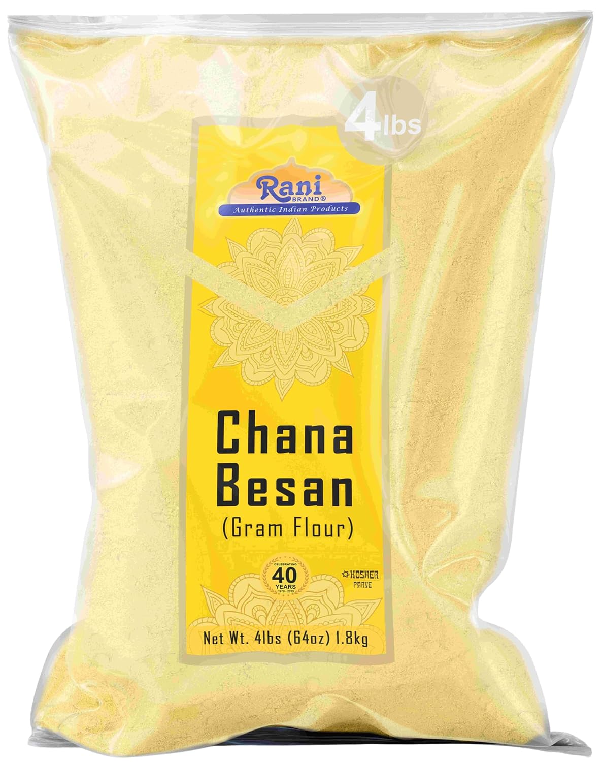 Rani Chana Besan (Chickpeas Flour, Gram) 64oz (4lbs) 1.81kg Bulk ~ All Natural | Vegan | Gluten Friendly | NON-GMO | Kosher | Indian Origin