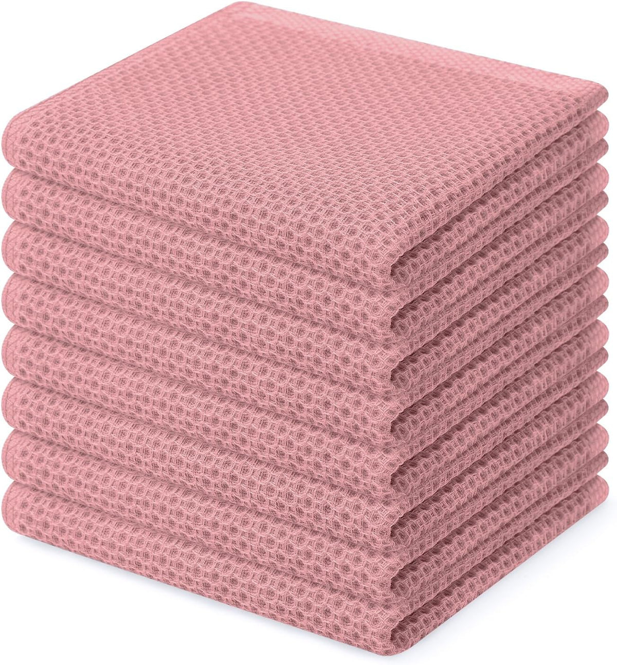 Homaxy 100% Cotton Waffle Weave Kitchen Dish Cloths, Ultra Soft Absorbent Quick Drying Dish Towels, 12 x 12 Inches, 8-Pack, Dried Rose