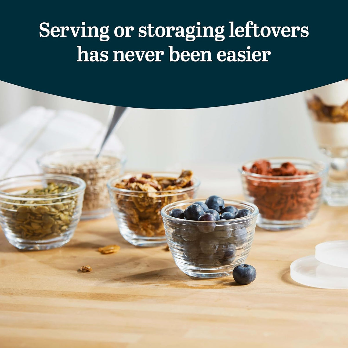 Libbey Small Glass Bowls, Glass Containers with Lids Set of 8 to Keep Leftovers Fresh, Meal Prepping and More, Dishwasher Safe Bowl Set