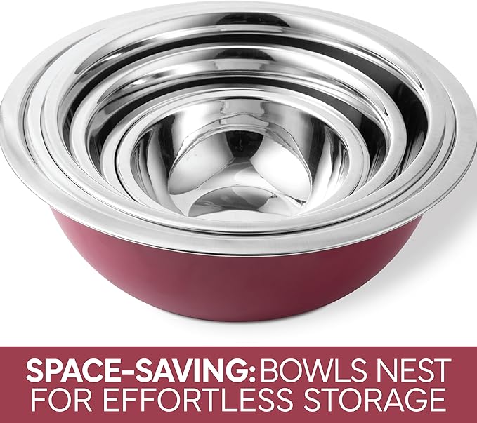 COOK WITH COLOR Stainless Steel Mixing Bowls Set - Nesting Bowls, 6 Pieces, Rose
