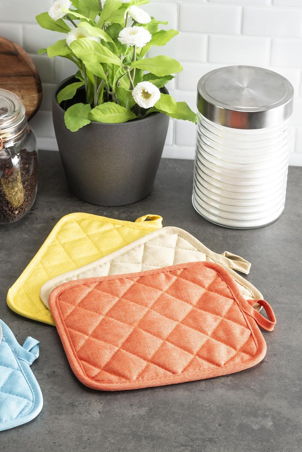 American Linen Pot Holders, Hot Pads, Table Pads for Kitchen and Dining Table, Non Slip Heat Resistant Hot Pot Holder (Coral, 8 Pack)