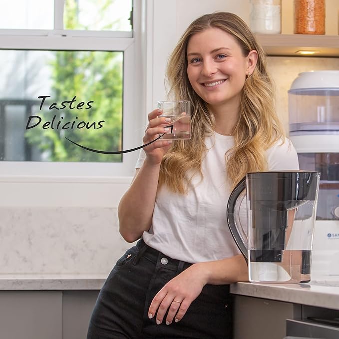 Single Replacement MINA Alkaline Water Filter by Santevia | Single At Home Water Pitcher Filter Adds Minerals and Makes Alkaline Water | Chlorine and Lead Water Filter | American Filtration Media