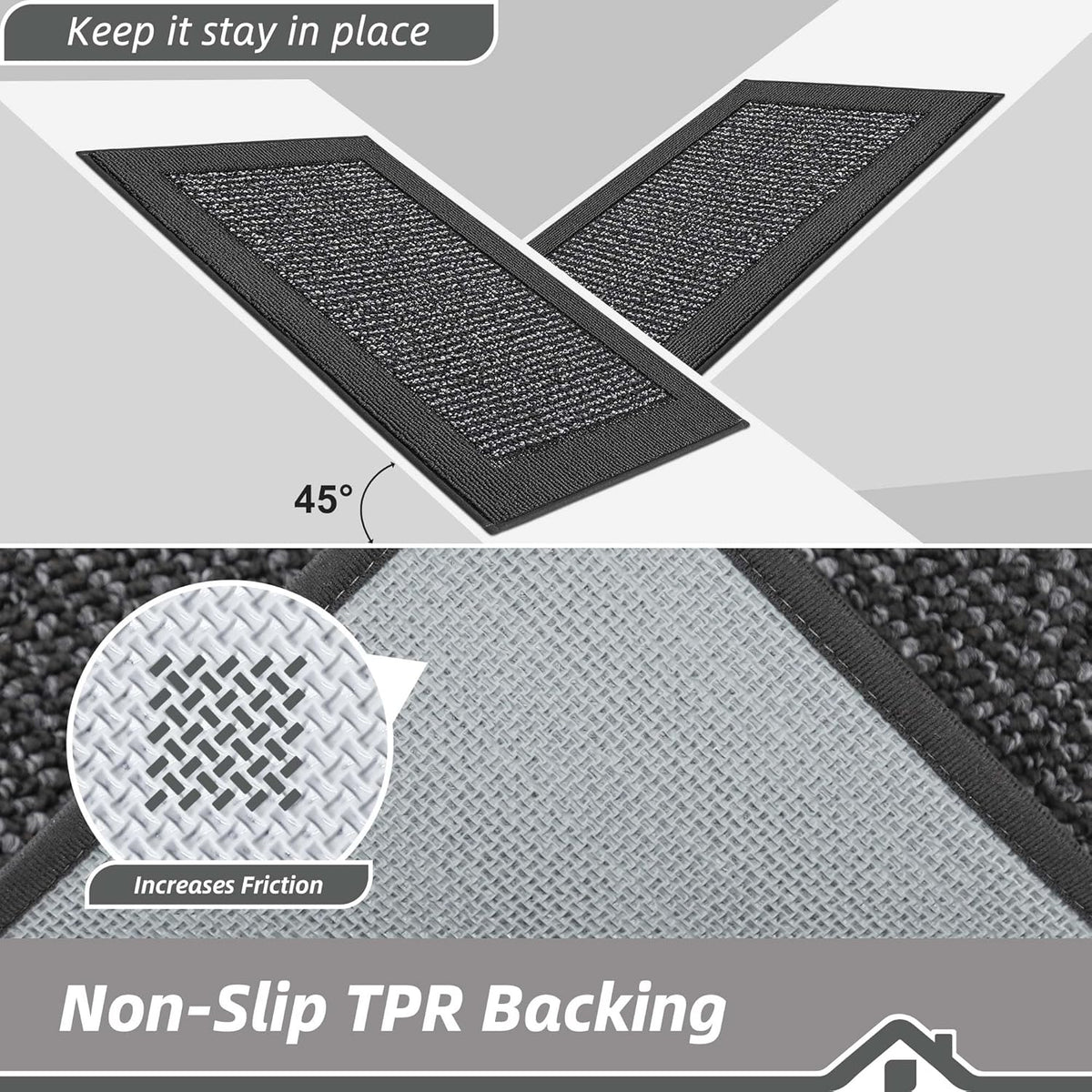 BEQHAUSE Indoor Door Mat 20" x 32", Dirt Trapper Door Mats Non-Slip Entryway Rugs Washable, Resist Dirt Absorbent Welcome Mat, Low Profile Floor Mats for Front Back Door and Entryway, Charcoal