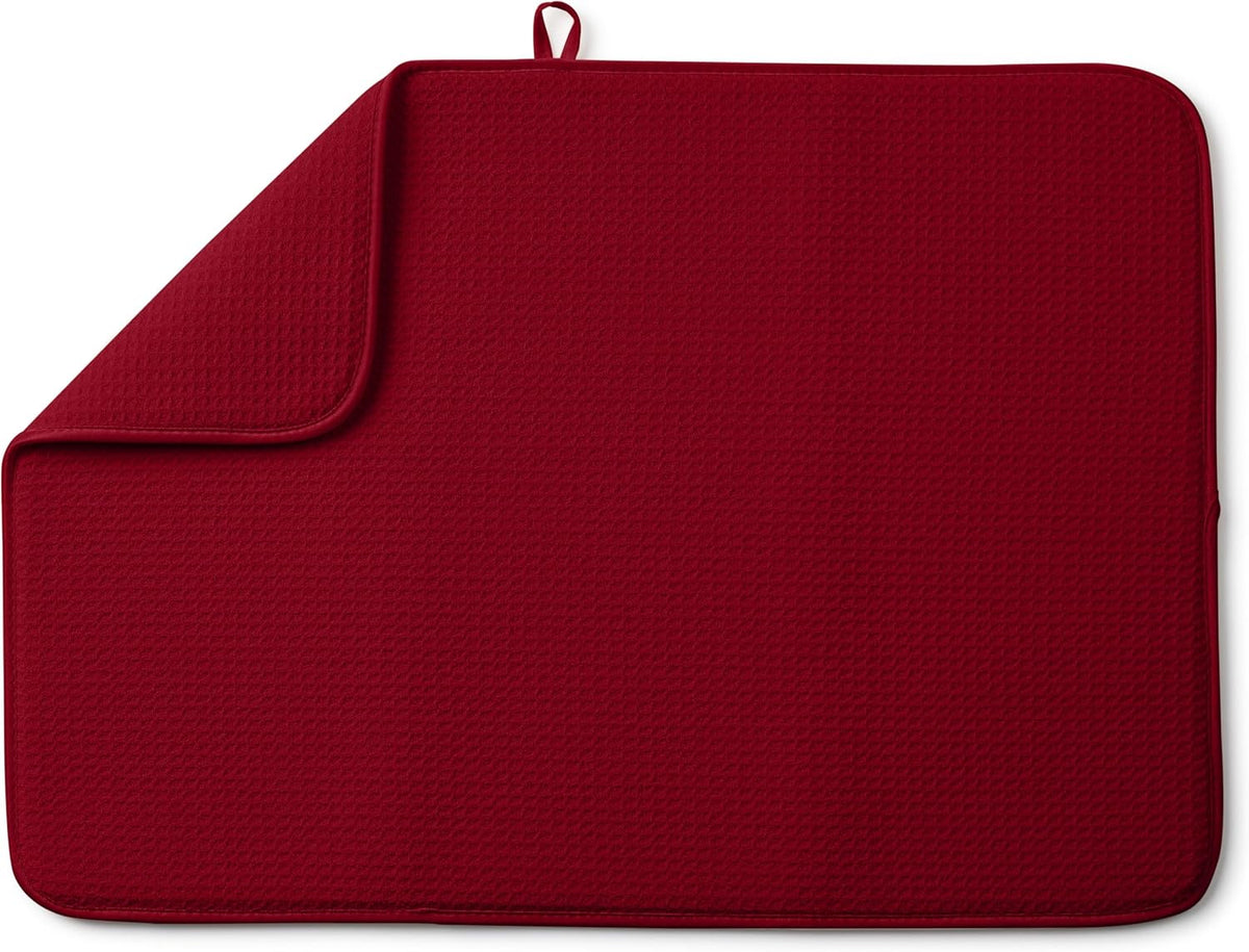 Bellemain XXL Dish Mat 24" x 17" ( LARGEST MAT ) Microfiber Dish Drying Mat , Super absorbent ( Red )