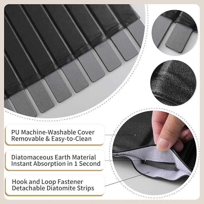 Stone Drying Mat for Kitchen Counter-Super Absorbent PU Dish Drying Mat, Quick Dry Stone Mat Kitchen for Dishes, Bottles & Cups, Large Foldable Stone Dish Drying Mat, Non-Slip Kitchen Mat