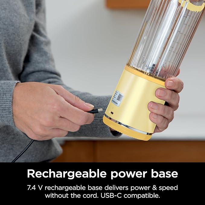 Ninja Blast Portable Blender, Cordless, 18oz. Vessel, Personal Blender For-Shakes and Smoothies, BPA Free, Leakproof-Lid and Sip Spout, USB-C Rechargeable, Dishwasher Safe, Lemon Meringue, BC151LB