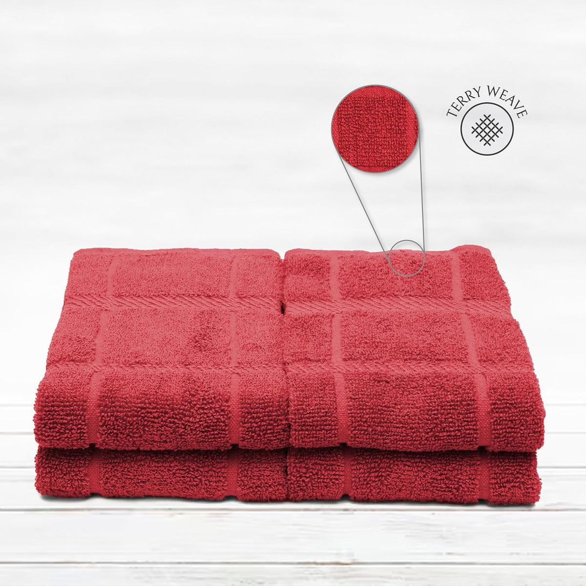 100% Cotton Terry Dish Towels, 4 Pack Plain, 16 x26 Inches, Super Soft and Absorbent Kitchen Towels, Perfect for Kitchen Cleaning and Dish Washing | RED