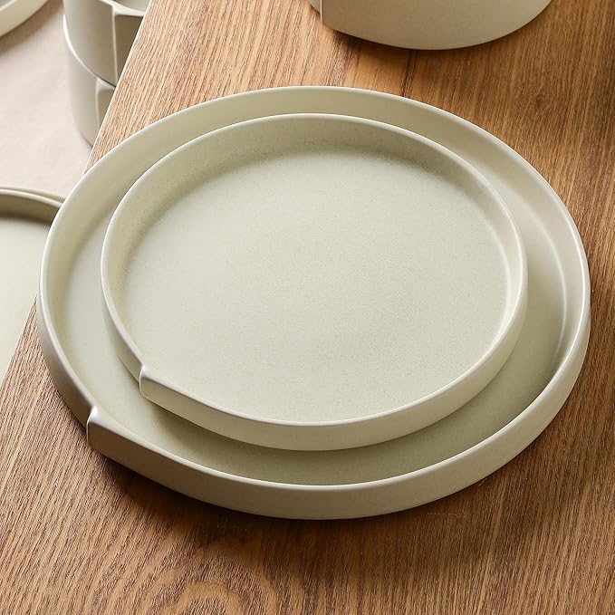 Stone Lain Bao 4-Piece Salad Plate Set Stoneware, Beige