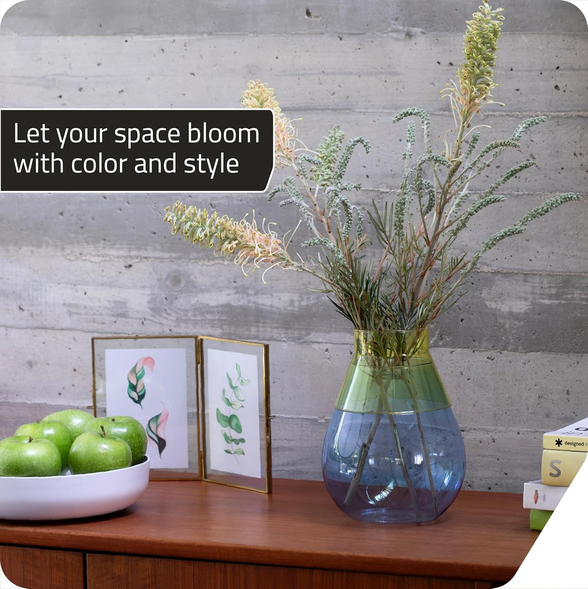 Peleg Design Twotone Home Décor in 3 Colors - Round Glass Vase for Flower Bouquets - Decorative Vase with Flippable Top - Glass Vases for Centerpieces