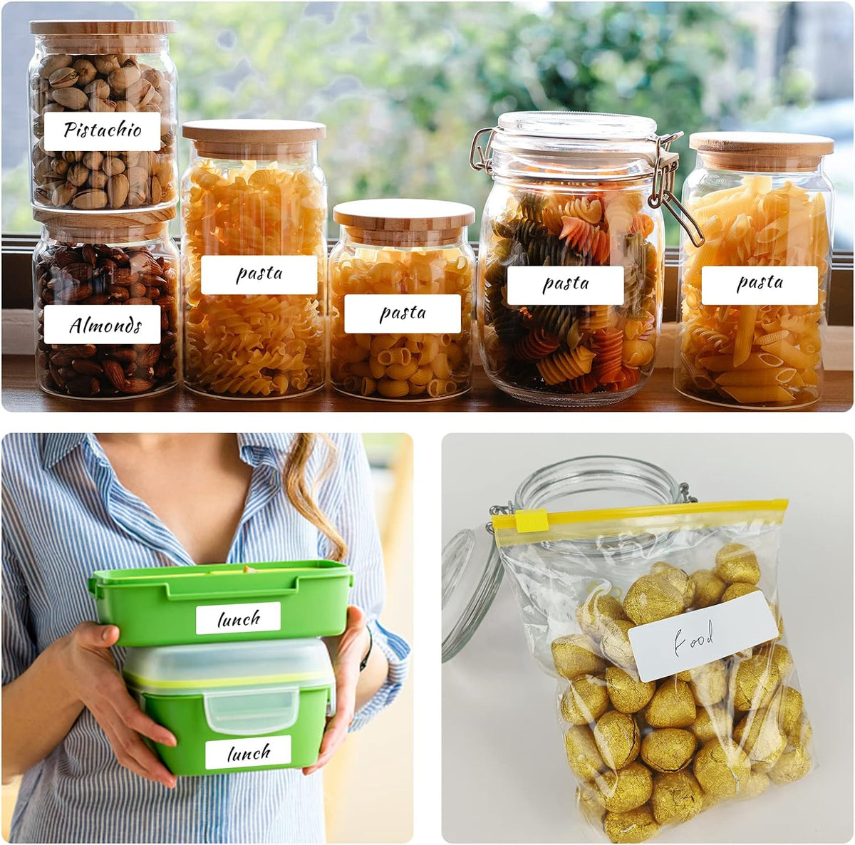Removable Freezer Labels, Date Label 1x3 Inch Food Storage Stickers, Waterproof Oil Resistant Easy Clean Leaves no Residue 250 Total Per Roll