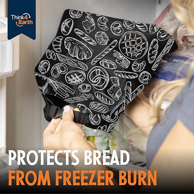 THINK4EARTH® Premium Black Reusable Bread Bags for Homemade Bread – Durable & Washable (2 Pack)