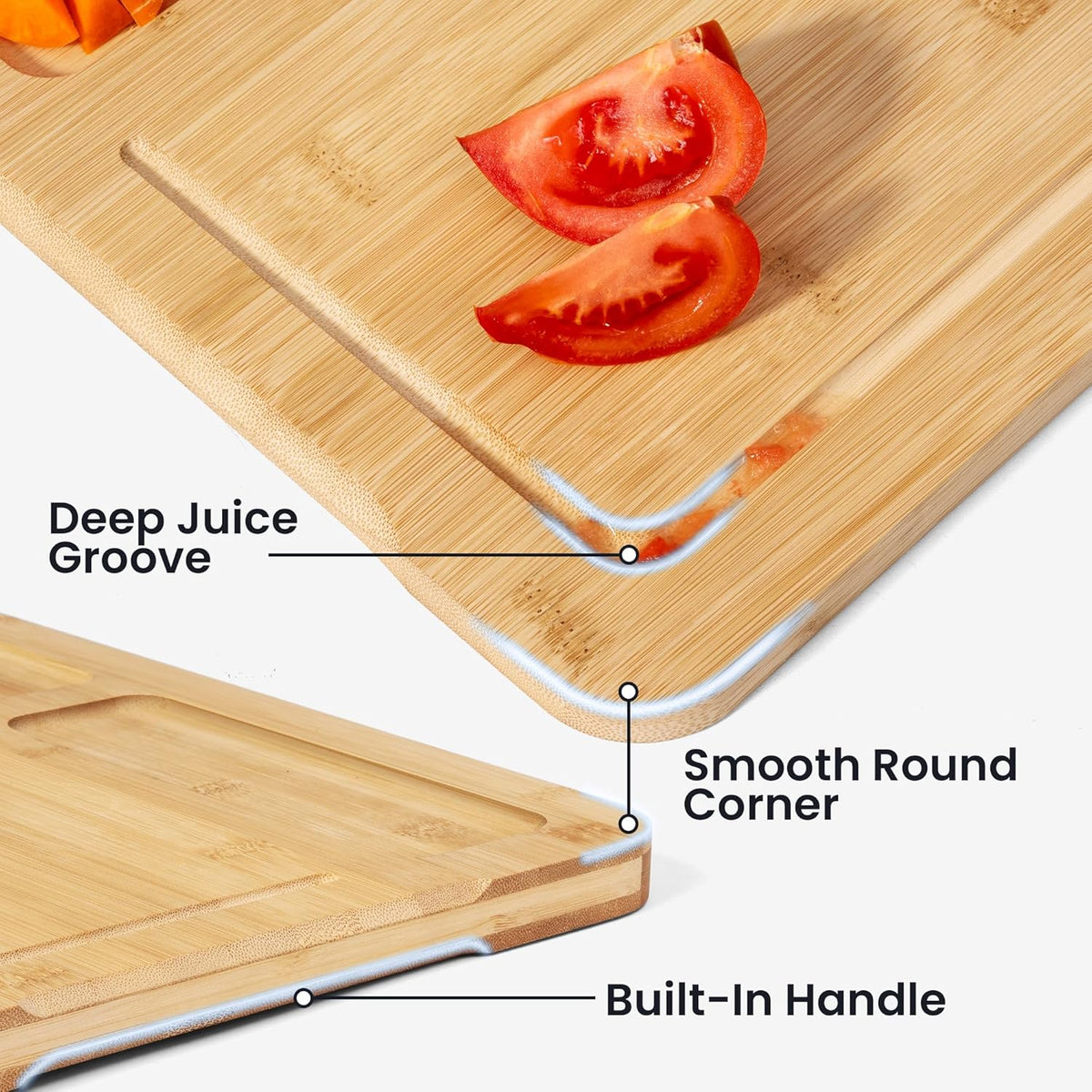 Heimlove Extra Large Cutting Board, 17" Wooden Cutting Boards for Kitchen Charcuterie Boards with Juice Groove and Handles, Chopping Board for Meat, Vegetables and Cheese