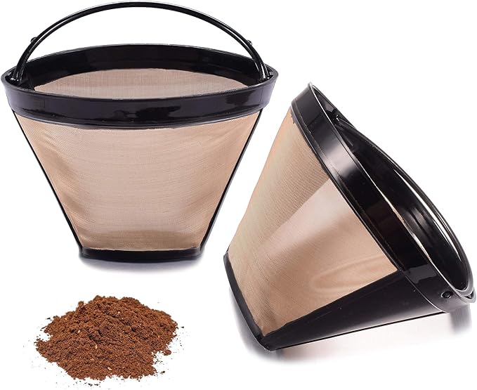 Reusable No.4 Cone Coffee Maker Filters for Ninja Coffee Bar Brewer Replacement Permanent Basket Filter (2 Coffee Filters)