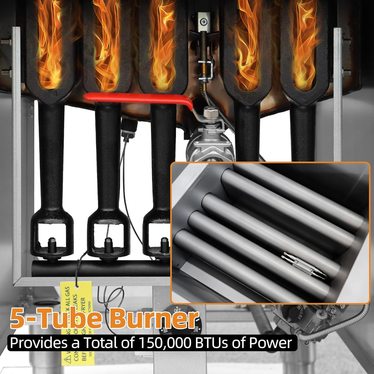 Commercial Gas Floor Fryer with 2 Baskets, 150000 BTU Propane Fryer - Only Commercial Use, 5 Heating Tubes, 80 lb Capacity Deep Fryer for Restaurants, Fast Food, Food Trucks
