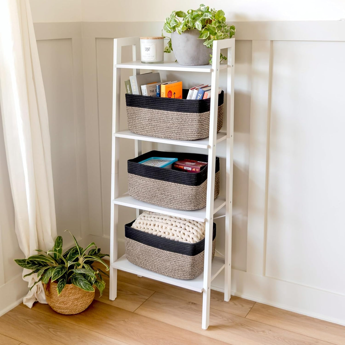 NaturalCozy Storage Baskets 16.8”x13”x7.6” Cotton Rope Woven Baskets for Organizing 3-Pack | Toy Storage Bins | Basket for Shelves, Laundry, Blanket, Clothes, Closet, Kitchen, Bathroom, Gifts