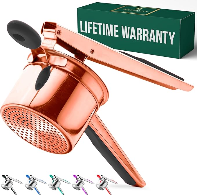 Bellemain 15 oz Large Potato Ricer | Heavy-Duty Stainless Steel Potato Ricer & Masher | Perfect for Mashed Potatoes | Rose Gold