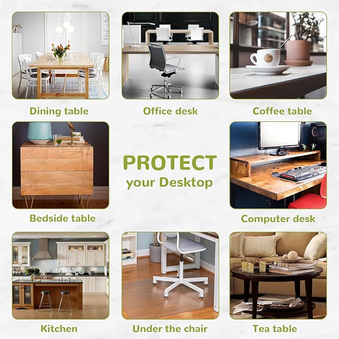 39 x 79 Inch Clear Table Cover Protector, Clear Table Protector for Dining Room Table, 1.5mm Plastic Table Cover, Waterproof Table Pad for Kitchen, Office