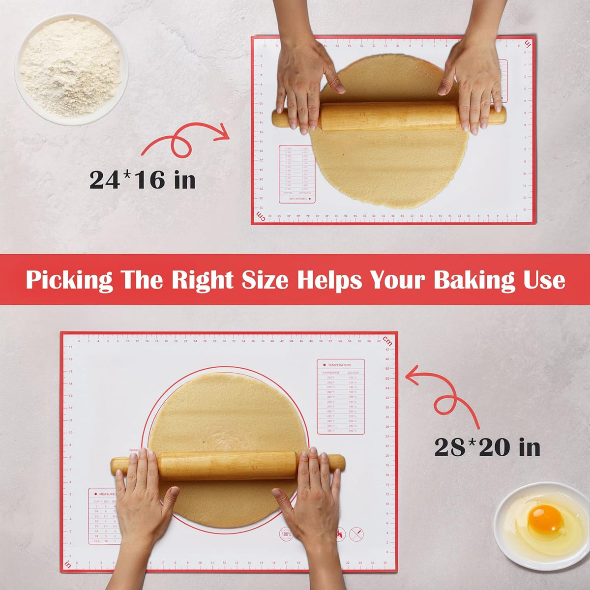 BlueBark 2 PCS - 28"L x 20"W Non-stick Silicone Baking Mat for Pastry & Dough, Sourdough Bread Making Tools, Kitchen Counter, Cooking Enthusiasts