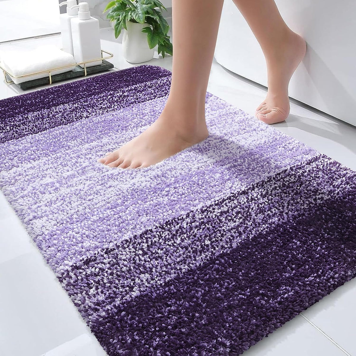 OLANLY Bathroom Rugs Mat 30x20, Extra Soft Absorbent Microfiber Bath Rugs, Rubber Backing, Quick Dry, Machine Washable Bath Mats for Bathroom Floor, Tub and Shower, Home Decor Accessories, Violet