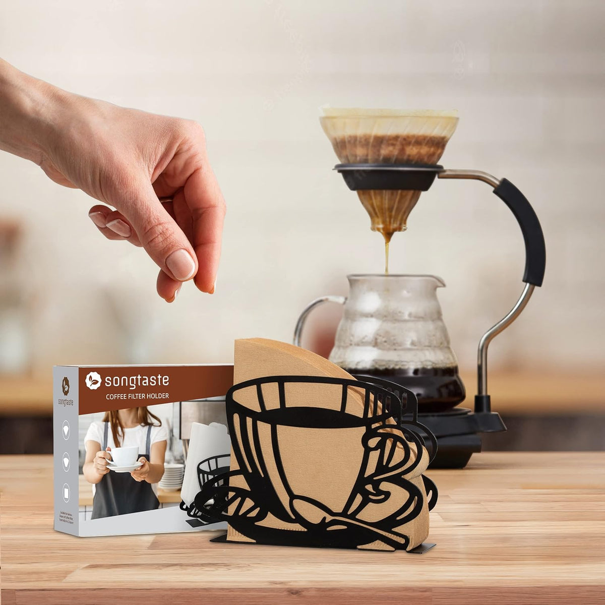 2 PCS Coffee Filter Holder,Coffee Paper Storage Coffee Filter Paper Container Stand for Fan-shaped,T- shaped,Square-shaped Over Filters,Good for Home Kitchen Restaurant Picnic Party wedding etc