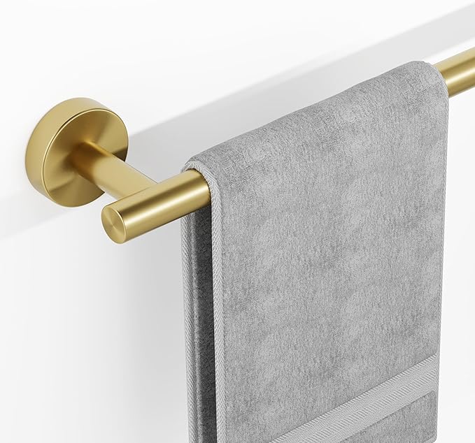 Brushed Gold Towel Bar, 14 Inch Towel Racks for Bathroom Wall Mounted, SUS304 Stainless Steel Bathroom Towel Holder, Total Length 16.4 Inch Towel Bars